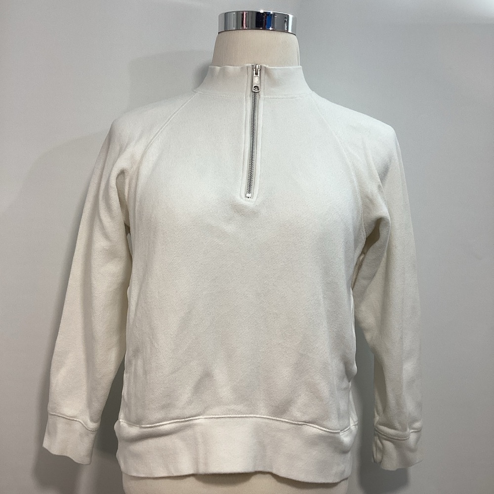 Madewell Men's Cream Pullover 1/4Zip-Up Top Sweater Pokets Size M